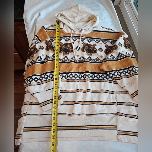 Free People Movement Sprint To The Finish Printed Hoodie Tiger Print Sz L - Picture 9 of 10